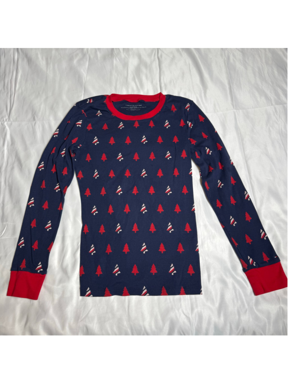 Women's Tommy Hilfiger Christmas Tree Pajama Top, Blue/Red, Size S